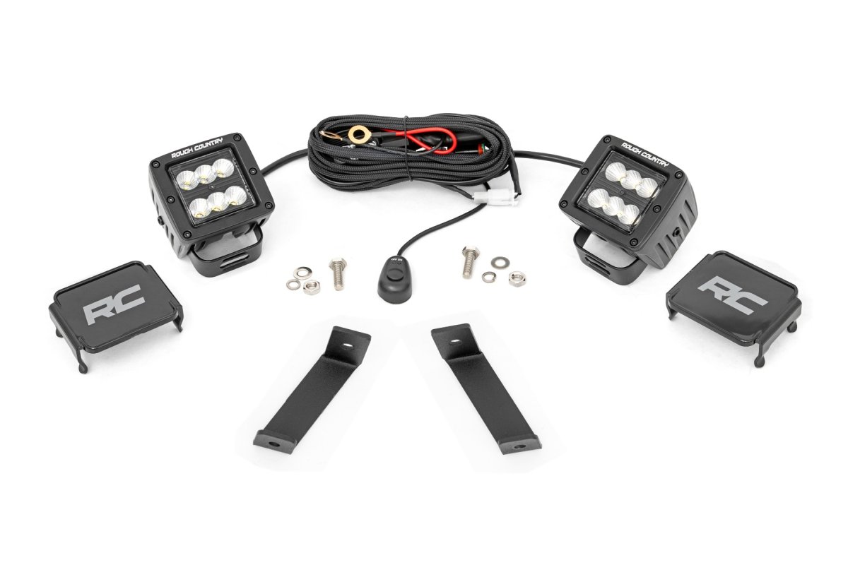 Jeep Cherokee LED Light Kit - Rough Country - Ditch Mount - Black - '14-'21